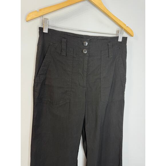 Maeve by Anthropologie Naomi Linen Blend Wide-Leg Flare Pants Black Sz 4 NWOT - Picture 3 of 16